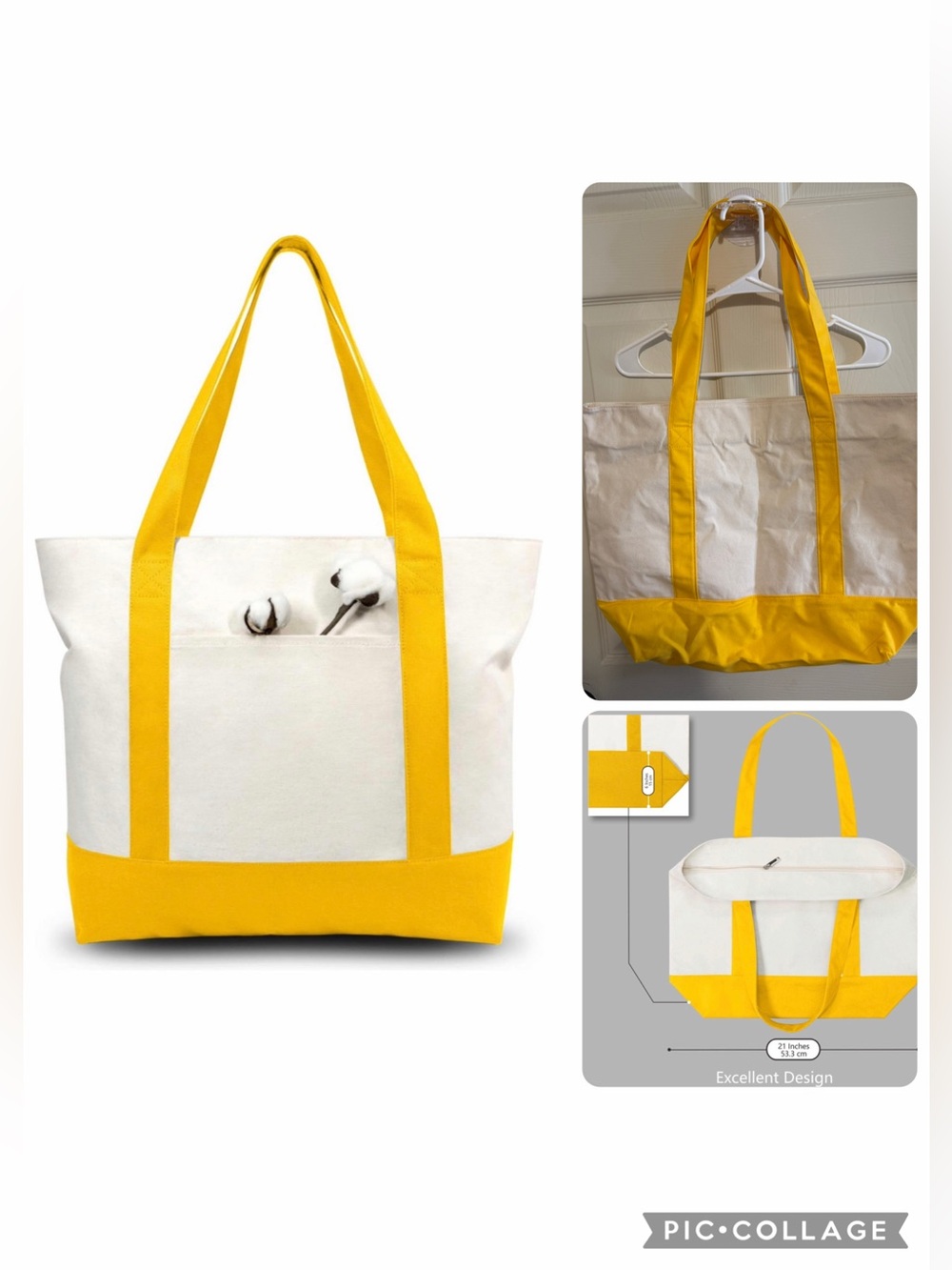 Canvas Tote Bag with an External Pocket, Reusable Grocery Shopping Bag